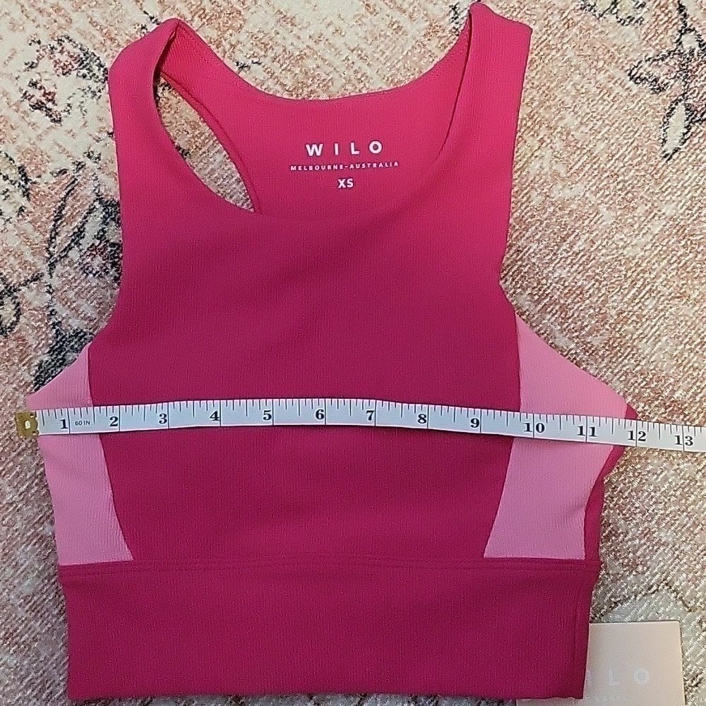 WILO Racerback Ribbed Pink Sports Bra Removeable Pads - Size XS - Picture 6 of 10